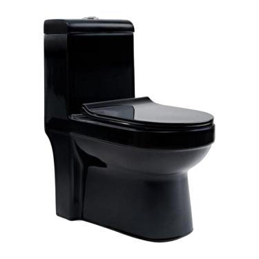 Imagem de Kit Vaso Sanitário Monobloco e Acessórios Modaza Acqua Nero, 3 e 6 Litros, Preto