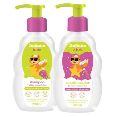 Imagem de Kit Shampoo e Condicionador Anjinho Kids Camomila Brilho Maciez Finos 