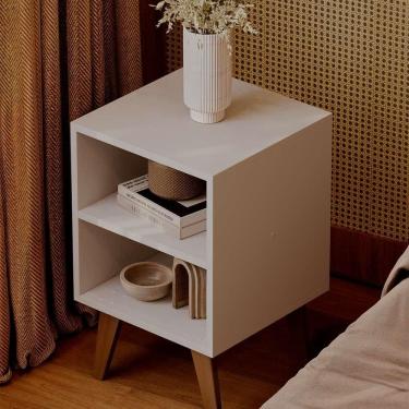 Imagem de Mesa De Cabeceira Chennai Pé Plástico 30x35cm Branca Quarto
