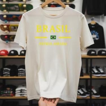 Imagem de Camiseta Masculina Seleção Brasileira Copa 2026 Algodão Premium Costura Forte Camisa Oficial-Masculino