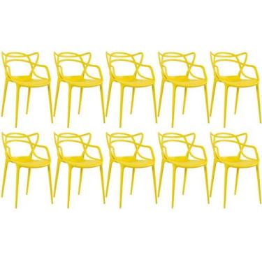 Imagem de Kit 10 Cadeiras Laráz Master Allegra de Jantar - Amarelo - Laraz