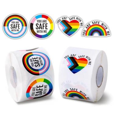 Imagem de Adesivos BeYumi LGBTQ Pride Rainbow 1000 unidades de vinil impermeável