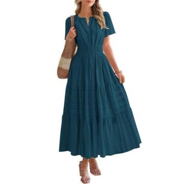 Imagem de Vestido BTFBM azul-claro maxi com cintura elástica e bolsos XL