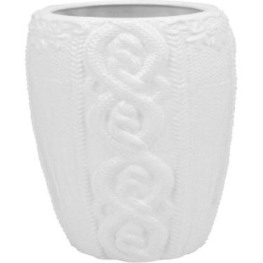 Imagem de VASO DECORATIVO ENFEITE CASA CHATEAU CERÂMICA 29x13x13cm BRANCO