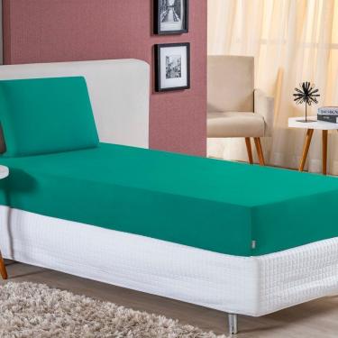 Imagem de Jogo De Cama Solteiro Nobre 2 Peças Lençol Com Elástico De 30cm De Altura Malha 100% Al...