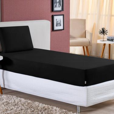 Imagem de Jogo De Cama Solteiro Nobre 2 Peças Lençol Com Elástico De 30cm De Altura Malha 100% Al...