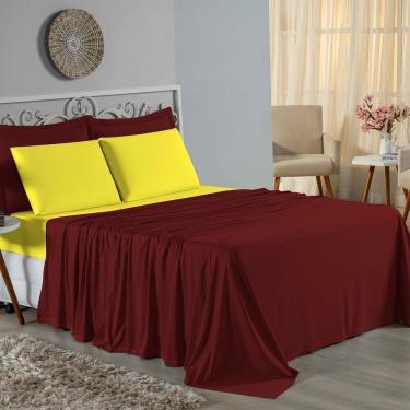 Imagem de Jogo De Cama King Nobre 4 Peças Lençol Com Elástico De 30cm De Altura Malha 100% Algodã...