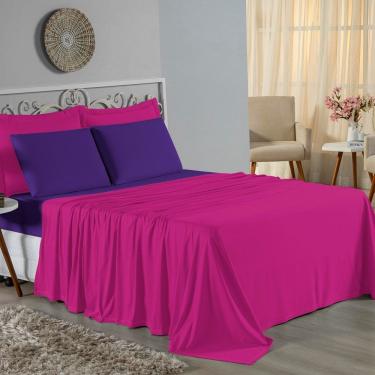 Imagem de Jogo De Cama King Nobre 4 Peças Lençol Com Elástico De 30cm De Altura Malha 100% Algodã...