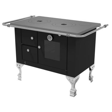 Imagem de Fogão a Lenha Elegance Master N°01 Direito Preto com Forno Chapa de Ferro Fundido Elevare Industrial