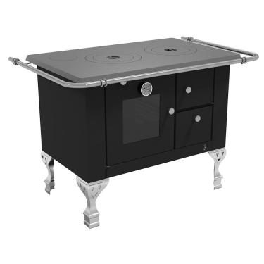 Imagem de Fogão a Lenha Elegance Master N°01 Esquerdo Preto com Chapa de Ferro Fundido Elevare Industrial