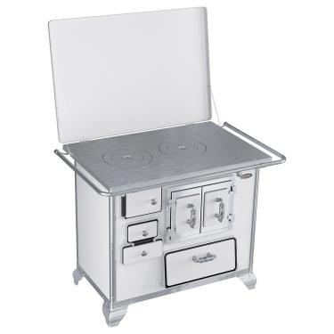 Imagem de Fogão a Lenha 4 Bocas com Forno e Kit Tampa Clarice Gabinete N2 Ferro Fundido Branco