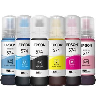 Imagem de Kit 6 Cores Refil Tinta Original T574 Epson L8050 L18050, Colorido