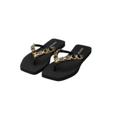 Imagem de Chinelo Feminino Diamond Pedraria Rafitthy 022404, Preto, 36