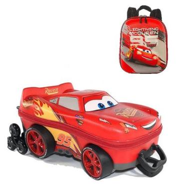Imagem de Kit mochila escolar diplomata maxtoy 3d relâmpago mcqueen carros com l