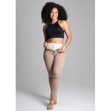 Imagem de calça jeans feminina bege super lipo sawary, Bege, 44