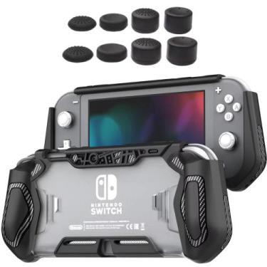 Imagem de Case Capa Tpu Para Nintendo Switch Lite + 4 Grips - Genérica, Preto