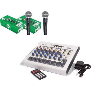 Imagem de Mesa De Som 8 Canais Ll Áudio Pulse802 + 2 Microfone Smd-100 - LL AUDI