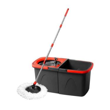 Imagem de Mop Giratório Duo em Inox com Balde 13L e Esfregão Cabo 1,25m - Powerm
