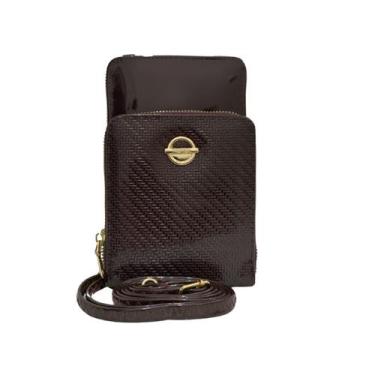 Imagem de Bolsa Carteira feminina transversal verniz alça tiracolo com porta car