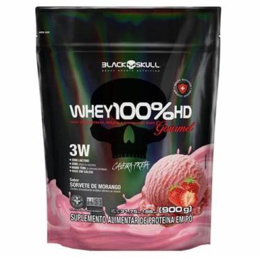 Imagem de Whey 100% HD Refil 900g Black Skull, Sorvete de morango