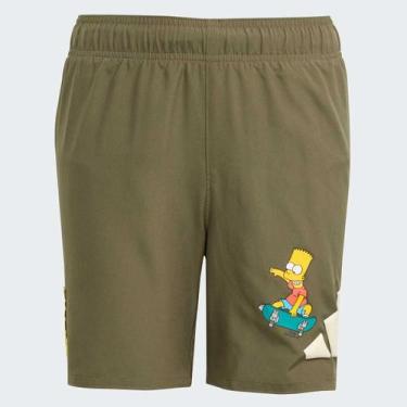 Imagem de Shorts de Natação Adidas Simpsons Infantil Verde Oliva, 10 ANOS