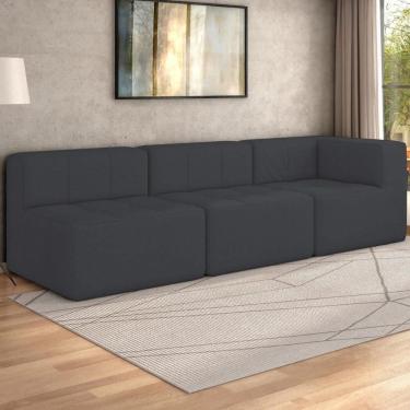 Imagem de Sofá Modulado na Caixa 3 Lugares 231cm Espuma D33 Multimóveis CR45359