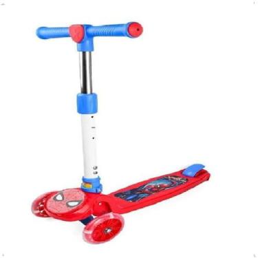 Imagem de Patinete 3 Rodas Spider Man Com Led Vermelho Homem Aranha - BBR Toys