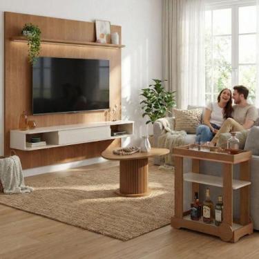 Imagem de Sala de Estar Belluno com Painel 1 Porta em MDF e MDP 182,5cm Off Whit