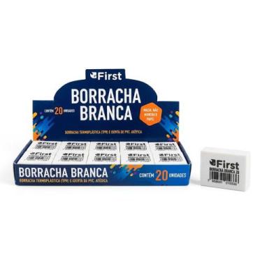 Imagem de Caixa com 20 Borrachas Escolares Grandes Macias Brancas - First Brasil