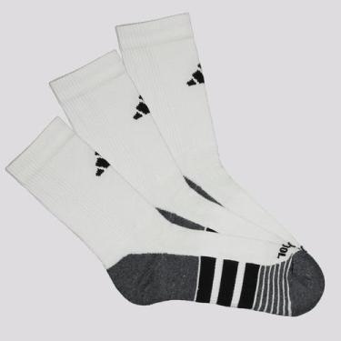 Imagem de Kit Meia Adidas Performance 3 Pares Cano Alto Branco e Cinza, G