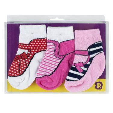 Imagem de Meia infantil pimpolho kit 3 pares 16 ao 20 menina