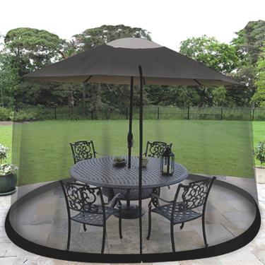 Imagem de Guarda-chuva de pátio HomeRoots 22,86 cm para área externa, tela de inseto, tela preta, mosquiteiro, cortina de dossel, fecho ajustável, grande guarda-chuva, barraca para pendurar 100% poliéster leve mosquiteiro