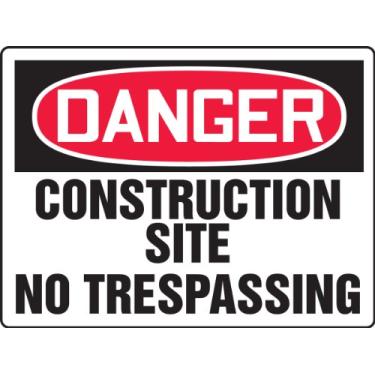Imagem de Accuform MCRT115VA Placa de segurança de alumínio grande, Legend, "perigo de construção SITE NO TRESPASSING", 45,72 cm de comprimento x 61 cm de largura, vermelho/preto sobre branco