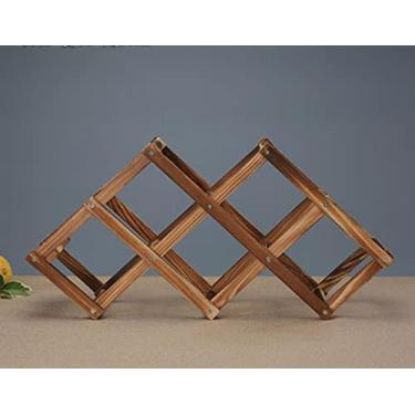 Imagem de Suporte de garrafa de vinho estilo europeu suporte de vinho dobrável de madeira maciça rack de madeira para armazenamento de vinho estante de exibição doméstico empilhável (cor: 4)