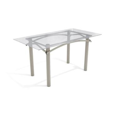 Imagem de Mesa Elba Níquel Com Tampo De Vidro Incolor 1,50m