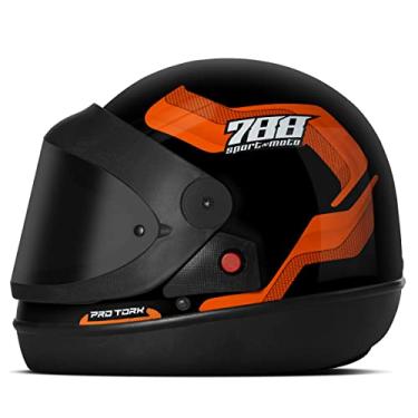 Imagem de CAPACETE FECHADO PRO TORK SPORT MOTO 788 LARANJA TAM. 60 VIS. FUMÊ