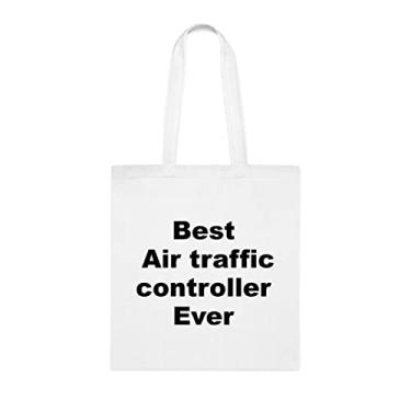 Imagem de Sacola de controle de tráfego aéreo, bolsa de controle de tráfego aéreo, presente de controle de tráfego aéreo, bolsas reutilizáveis, para controle de tráfego aéreo, ideia de presente de mordaça de Natal de aniversário, Branco