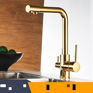 Imagem de Torneiras de cozinha de filtro torneira misturadora montada no convés 360 rotação com purificação de água características torneira misturadora guindaste para cozinha, dourado, china