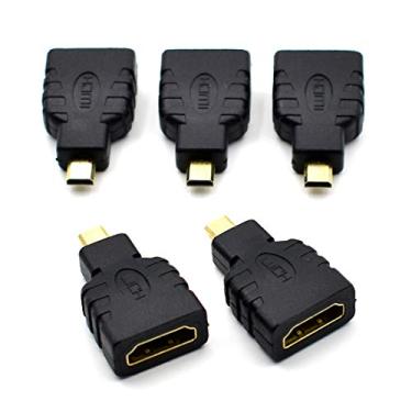 Imagem de Bei Qian 5 pacotes de conector de acoplador micro HDMI para HDMI tipo D macho para HDMI fêmea para dispositivos de porta micro HDMI, conversor banhado a ouro