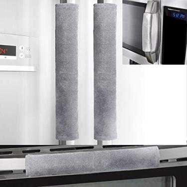 Imagem de OUGAR8 Conjunto de 4 capas de maçanetas de porta de geladeira, mantenha seu aparelho de cozinha limpo de manchas, pontas dos dedos, gotas e manchas de comida, perfeito para máquinas de lavar louça (4 peças, cinza)