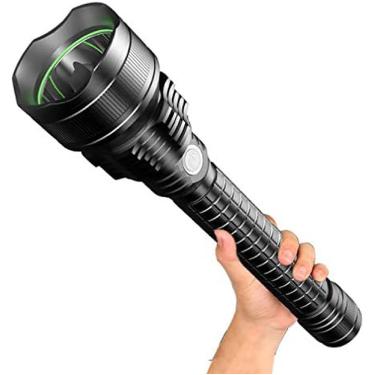 Imagem de KRASS Lanternas de mão, lanternas de LED 100.000 lúmens, lanternas táticas, alto lúmen, resistente à água, 5 modos de luz, acampamento, caminhada, 2 x 18650, Collector88