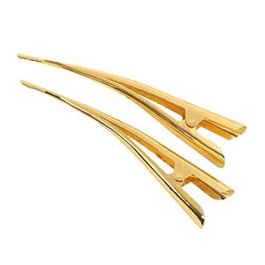 Imagem de 2 Pack Strong Gold Bite force Alligator Metal Hair Clips 5.3" Large Duckbill Clips Hair Barrettes with Teeth Hair Pins Hair Slide Stylish for Women Girl Hair Jewelry Accessories