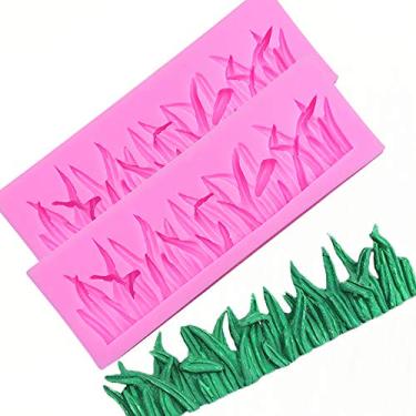 Imagem de HengKe 2 peças em forma de grama molde de silicone, molde de crosta de torta, molde de silicone de renda para decoração de bolo, molde de assar de artesanato de açúcar, bolo de biscoito pastel, cubo de gelo, pudim, molde de barroco, argila de polímero