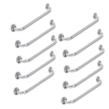 Imagem de Barra De Apoio Alça Banheiro 60Cm Kit 10 Und Suporte Idoso D