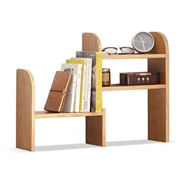 Imagem de KIZQYN Estante de livros de mesa expansível organizador de mesa estante, suporte de livros de extensão ajustável para estante de escritório e casa