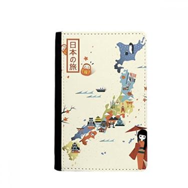 Imagem de Porta-passaporte tradicional japonês mapa cultural local porta-passaporte Notecase Burse carteira capa porta-cartão, Multicolor