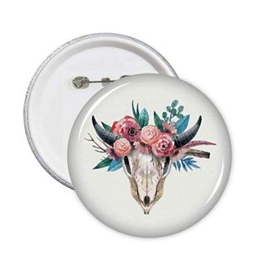 Imagem de Osso de ovelha, ilustração de rosa, alfinetes redondos, emblema, acessório, decoração, 5 peças