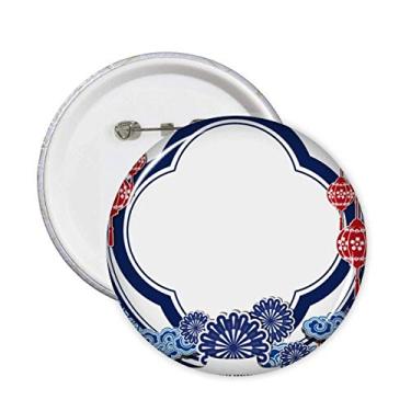 Imagem de Broche de coração com flor azul da cultura chinesa, broche apaixonado, botão para decoração de 5 peças