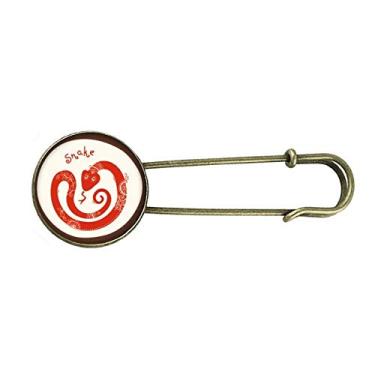Imagem de Ano de cobra animal China zodíaco vermelho retrô broche de metal clipe jóias