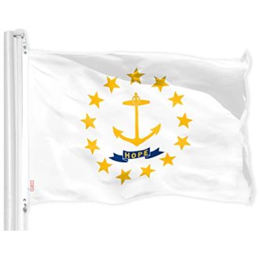 Imagem de G128 Rhode Island State RI Bandeira do estado | 9,5 x 1,5 m | Poliéster impresso 150D - interior/exterior, cores vibrantes, ilhós de latão, poliéster de qualidade, muito mais grosso mais durável do que poliéster 100D 75D